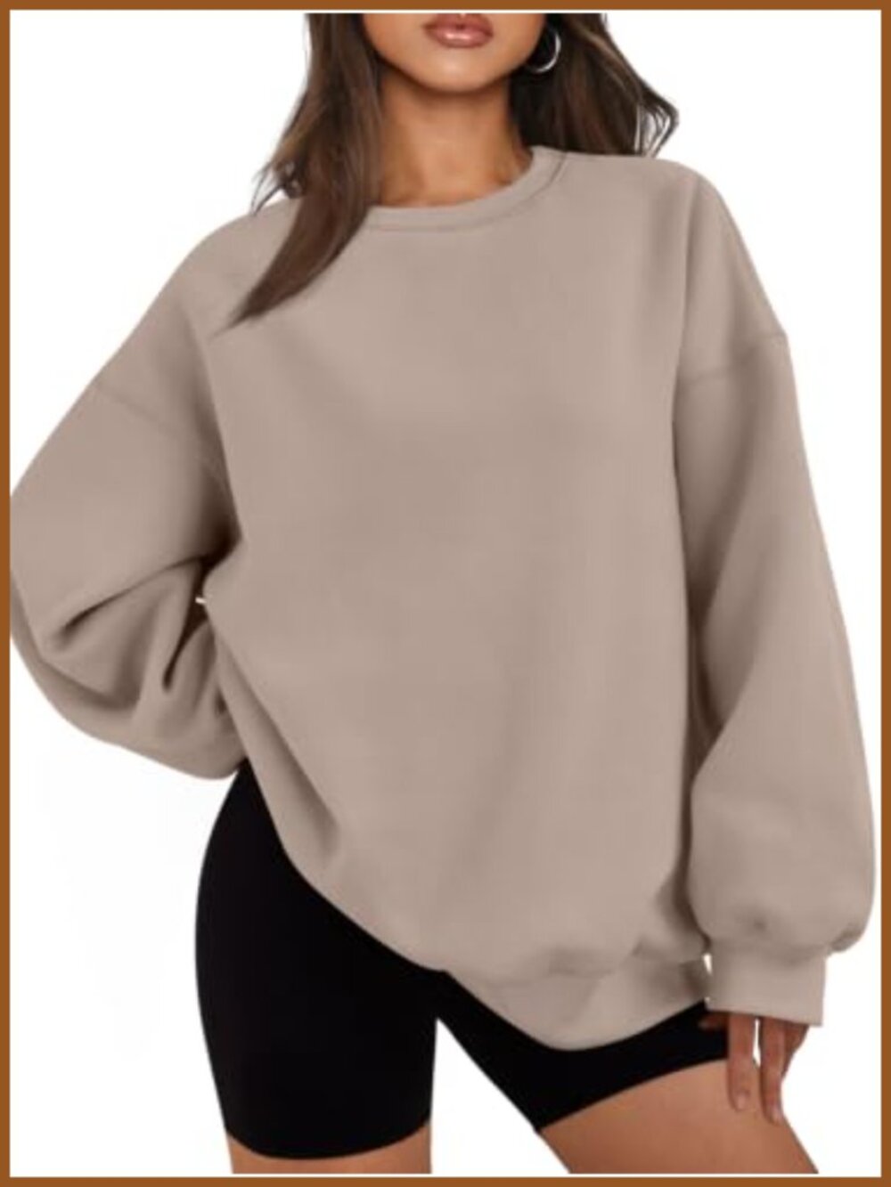 Oversized Crewneck Sweatshirt 50% Cotton Blend Fleece Lined